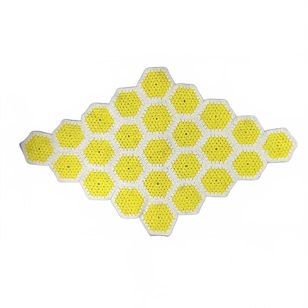 Handcrafted Crochet Yellow/White Honeycomb Pattern Table Decor